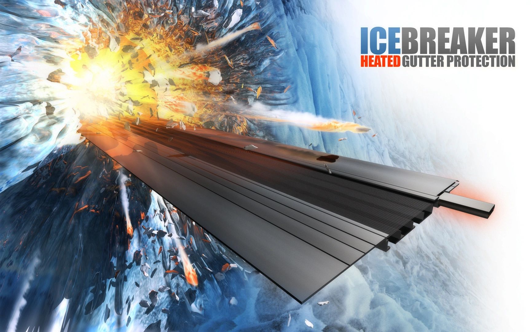 Icebreaker heated gutter protection system
